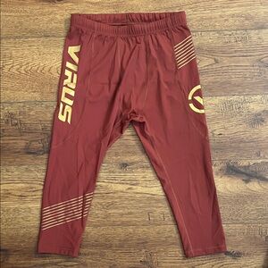 Virus 3/4” Athletic Compression Pants - Maroon and Gold - Size: M